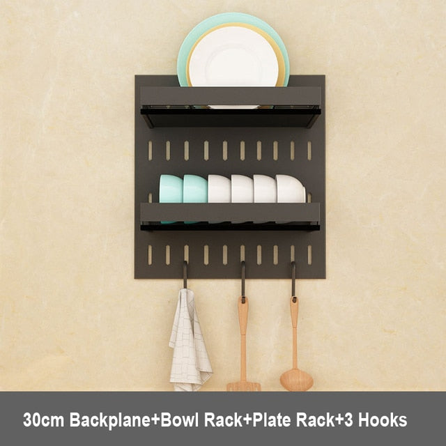 Punch Free Kitchen Storage Rack Wall Mounted Seasoning Dish Rack
