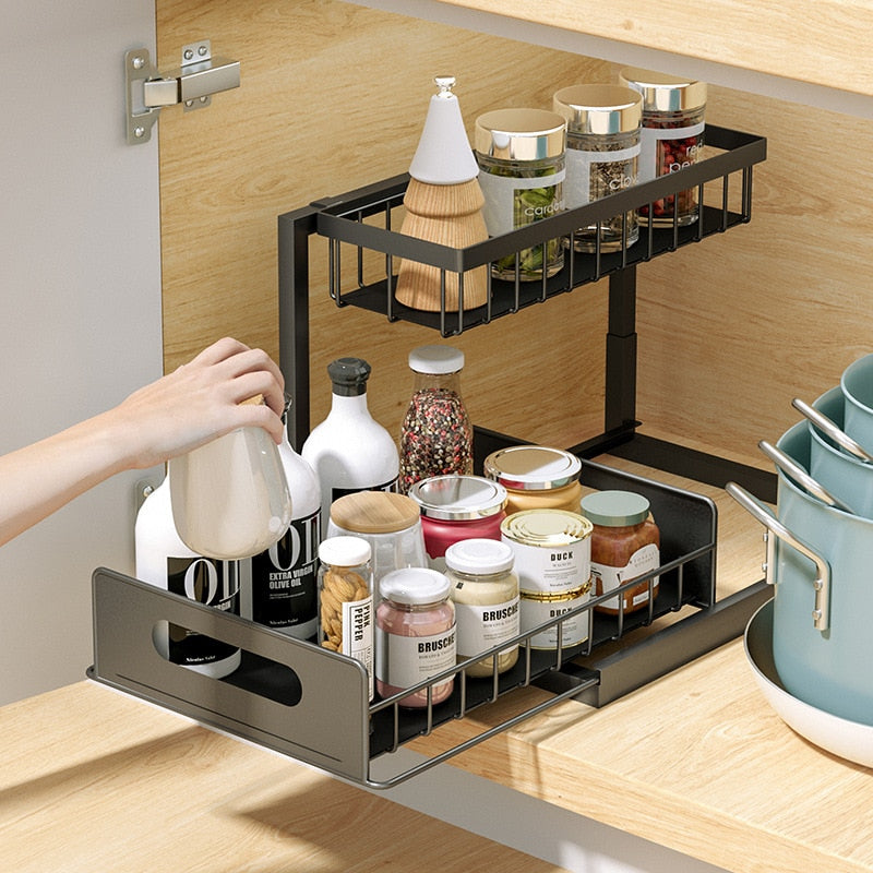 Kitchen Cabinet Rack 2-Tier Under Sink Desktop Organizer