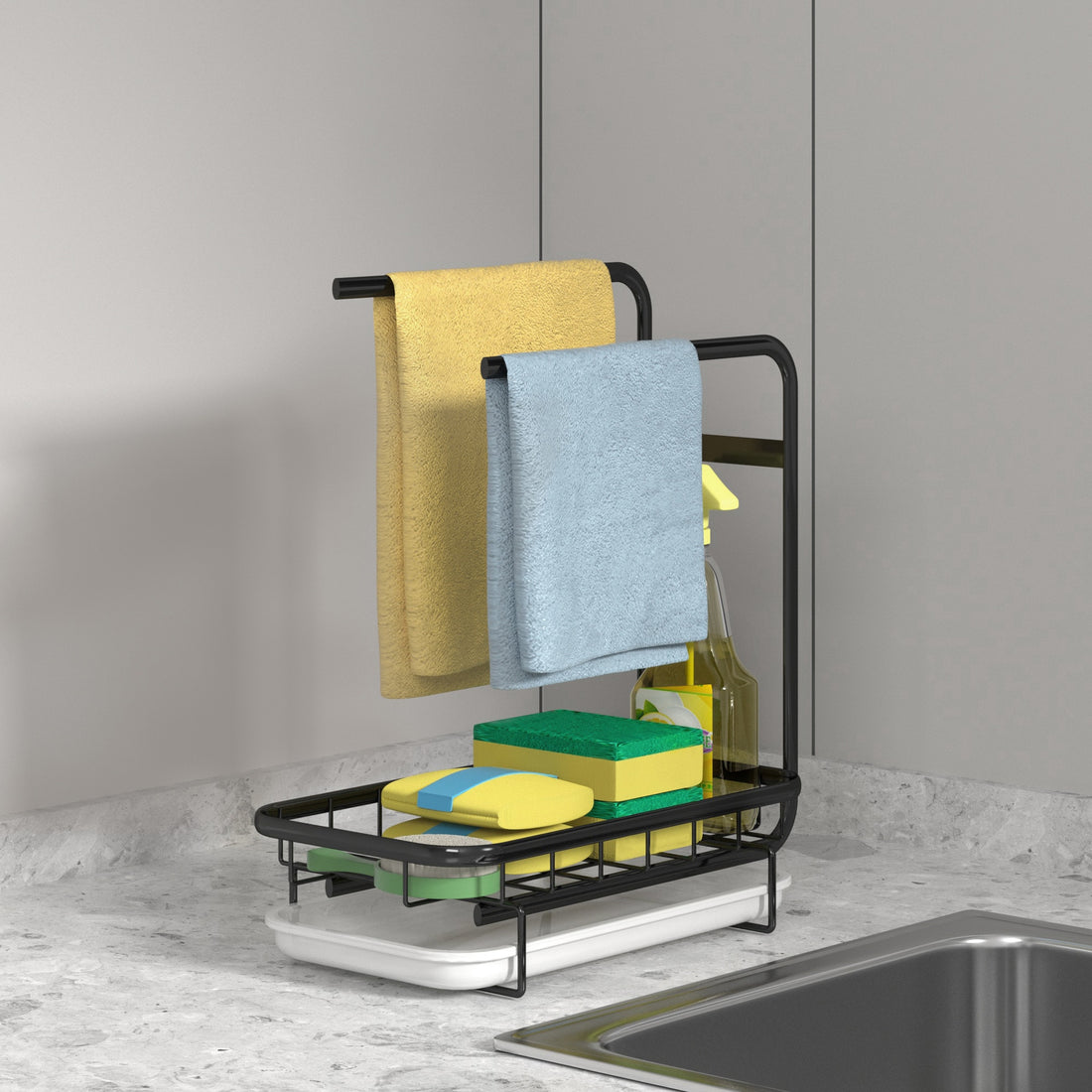 Kitchen Storage Standing Sink Wall Mounted Iron Drainer Organizer