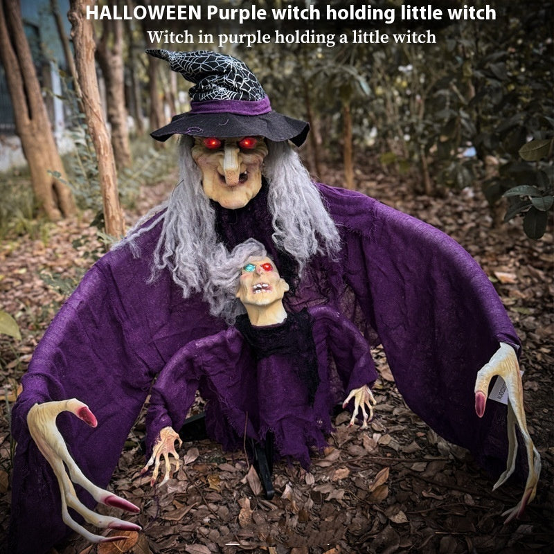 Halloween Parent-child Witch Ornaments Floor Outlet Luminous