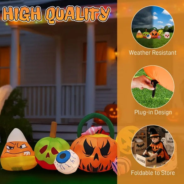 8FT Long Halloween Inflatables Pumpkins Eyeball Candy Outdoor