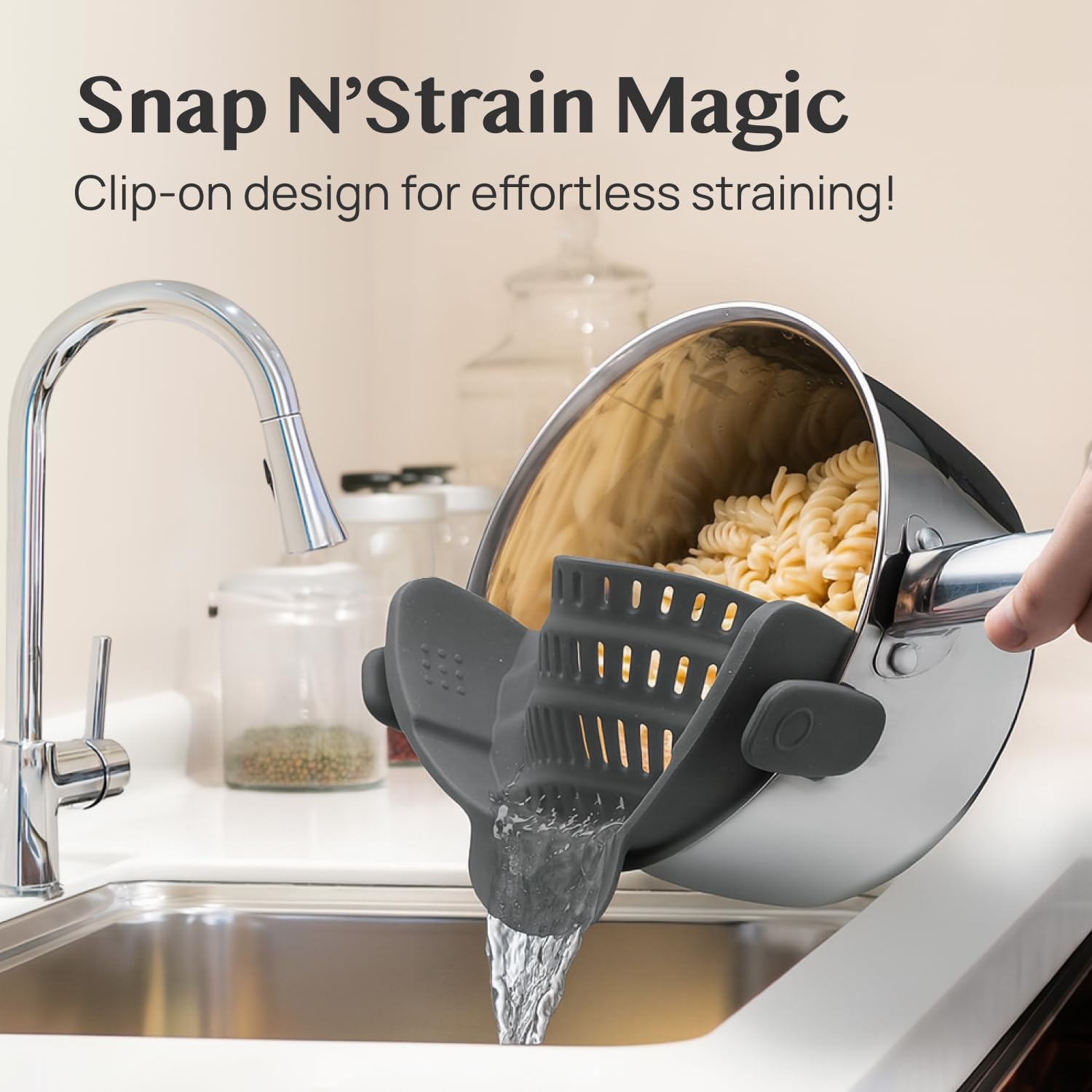 Flexible Snap Strainer for Kitchen Use