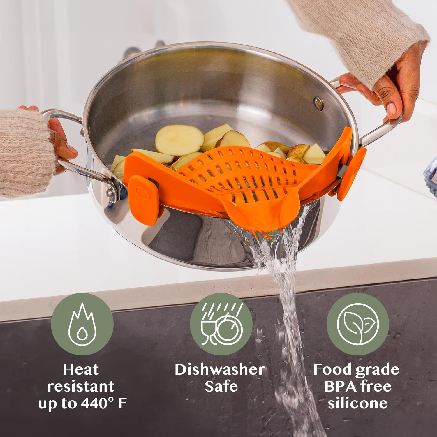 Flexible Snap Strainer for Kitchen Use