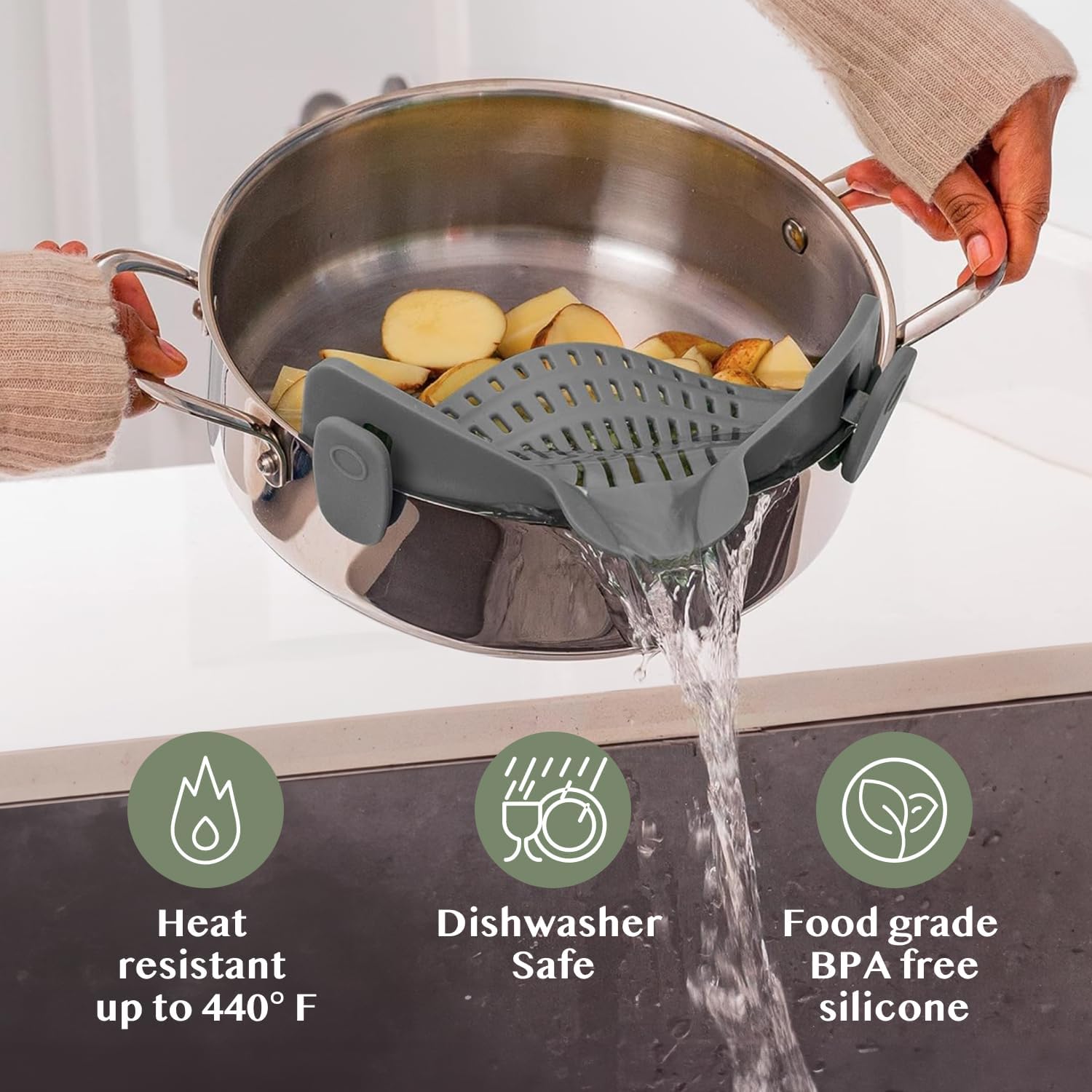 Flexible Snap Strainer for Kitchen Use