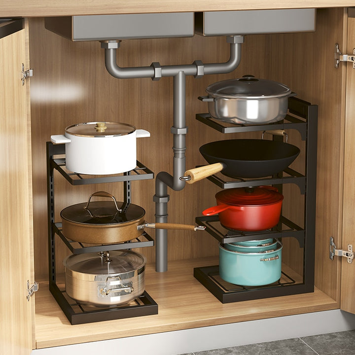Kitchen Pot Rack Multi-Layer Storage Corner Pot Set Rack