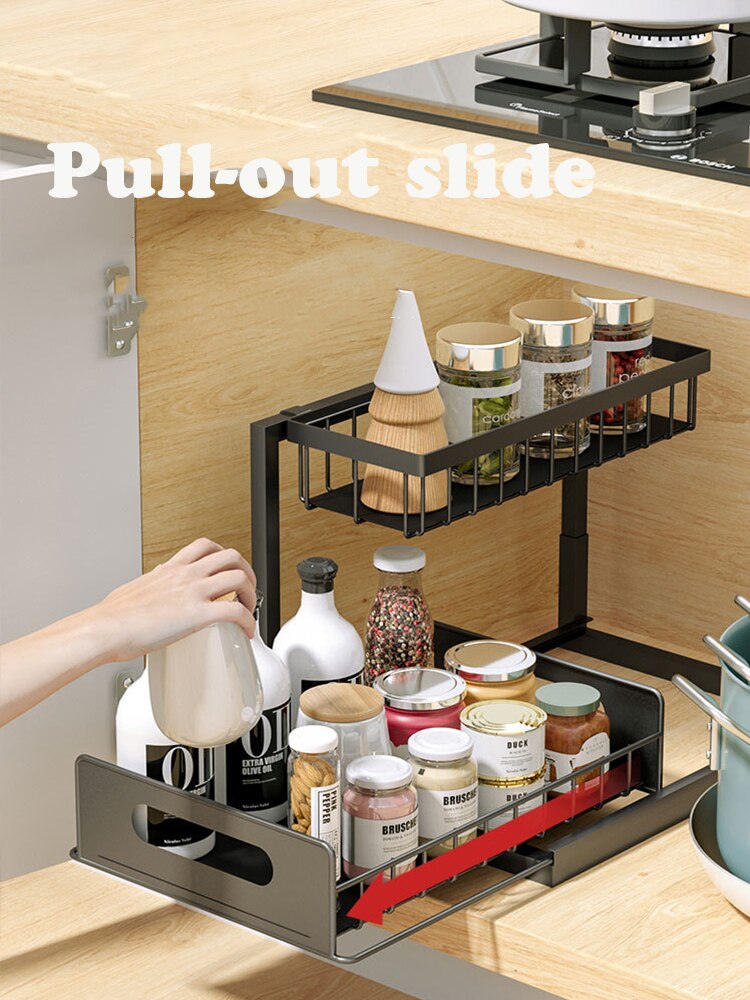 Kitchen Cabinet Rack 2-Tier Under Sink Desktop Organizer