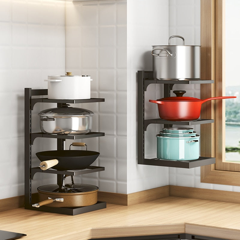 Kitchen Pot Rack Multi-Layer Storage Corner Pot Set Rack