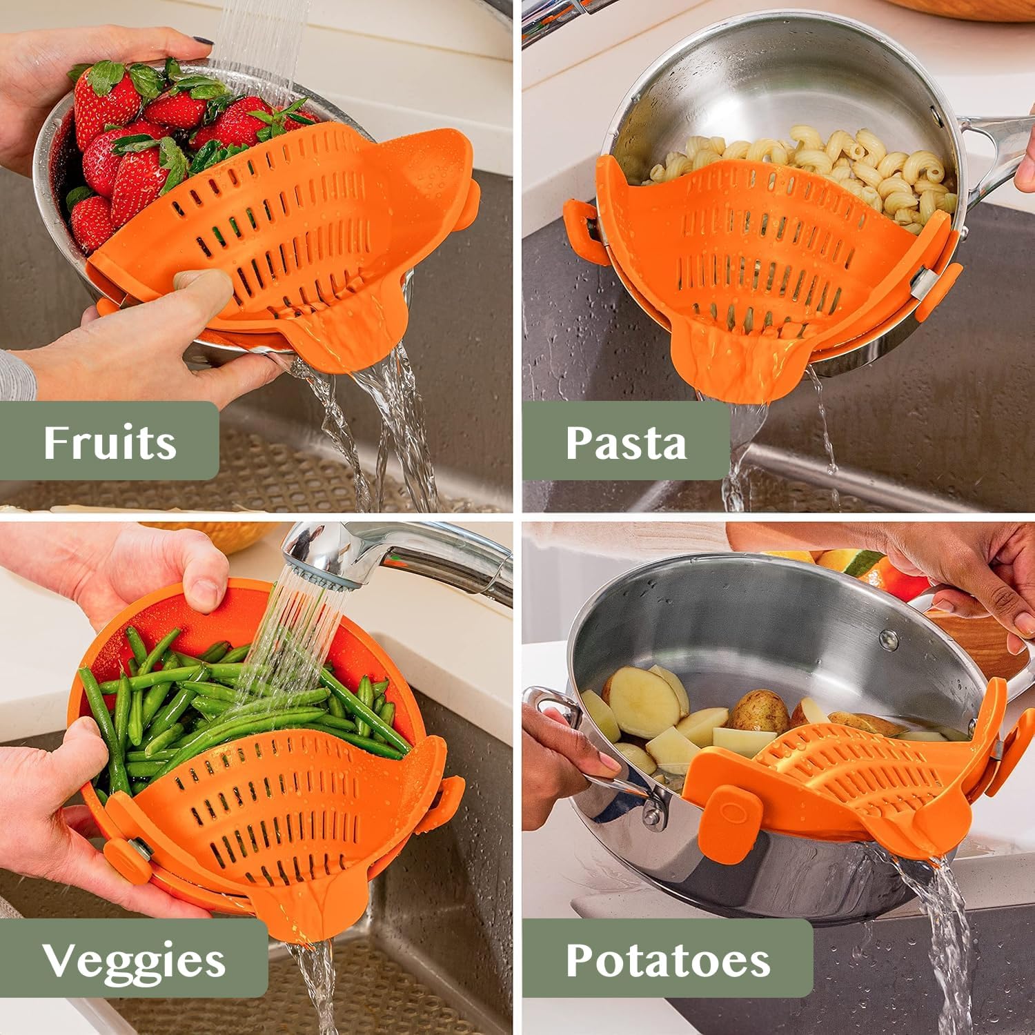 Flexible Snap Strainer for Kitchen Use