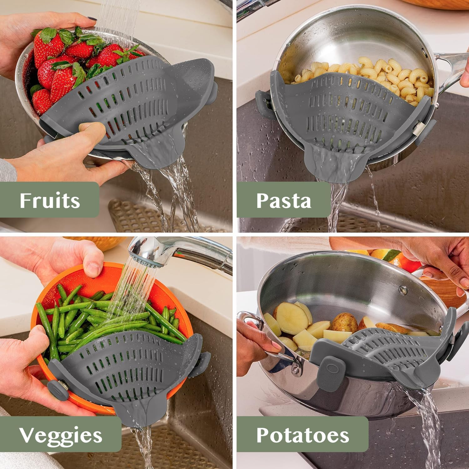 Flexible Snap Strainer for Kitchen Use