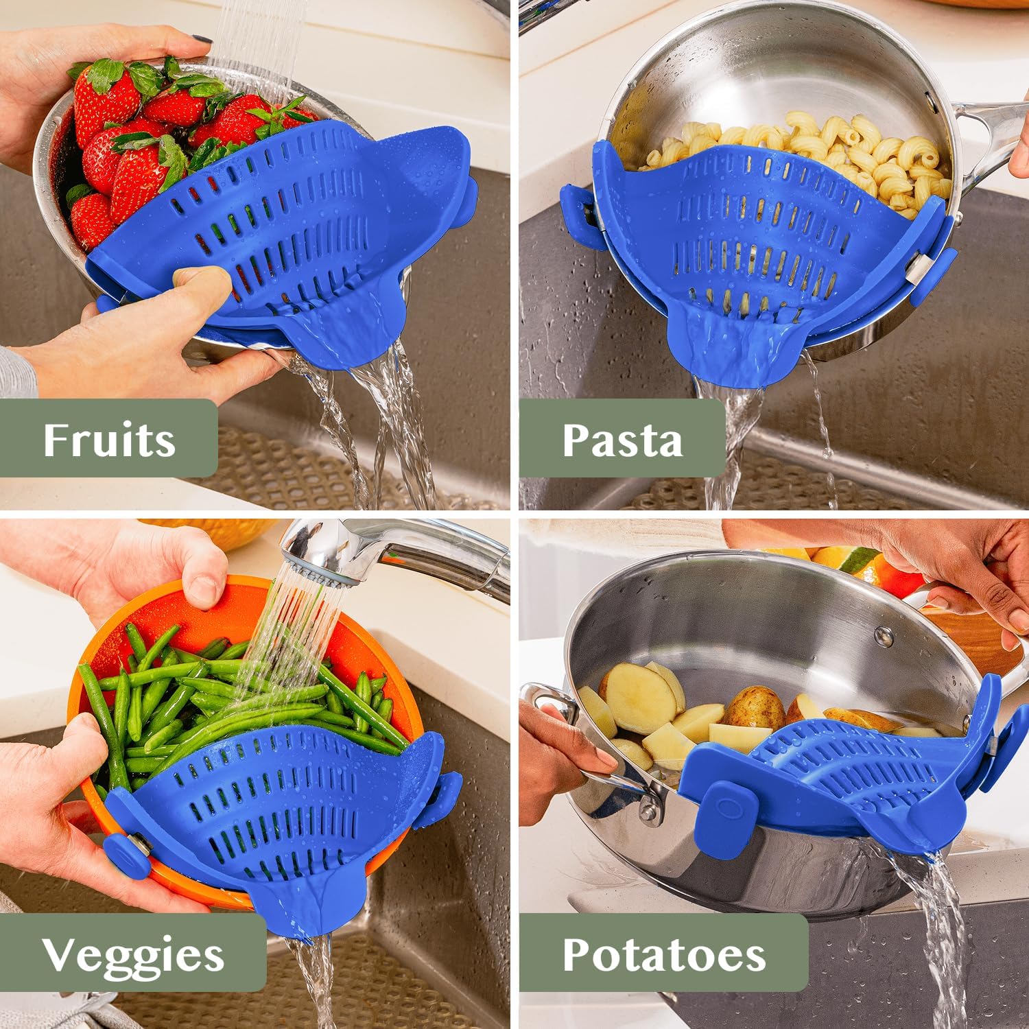 Flexible Snap Strainer for Kitchen Use