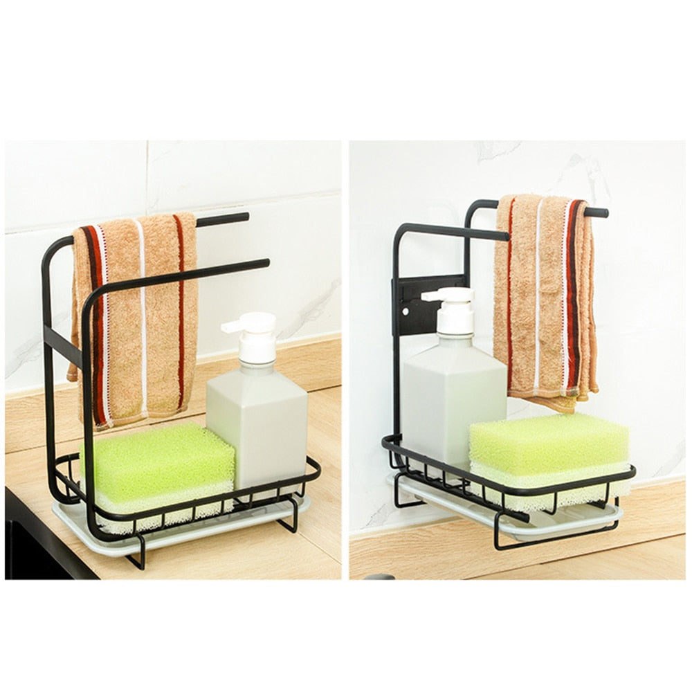 Kitchen Storage Standing Sink Wall Mounted Iron Drainer Organizer