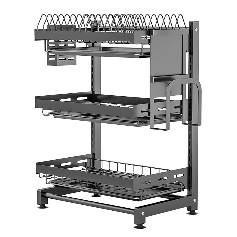Adjustable Kitchen Dish Rack Multi-layer Rack Punch-Free Wall Drain Rack