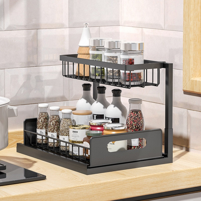 Kitchen Cabinet Rack 2-Tier Under Sink Desktop Organizer