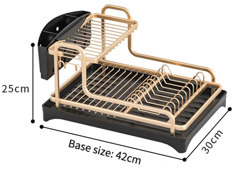 2 Layers Aluminum Alloy Kitchen Storage Rack Kitchen Organize Storage Rack