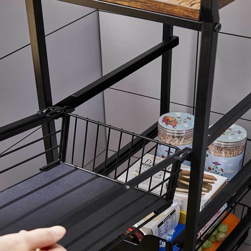 Kitchen Crevice Storage Shelf Board Metal Hand Push Cart