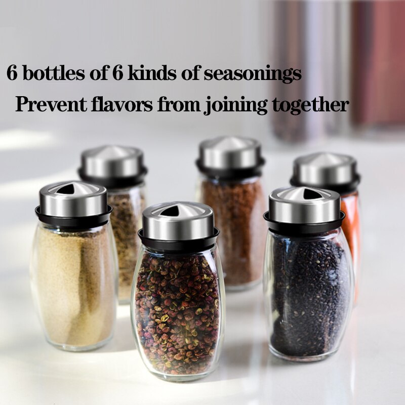 Glass Rotating Spice Rack Detachable Spice Jar Holder Kitchen Storage Box