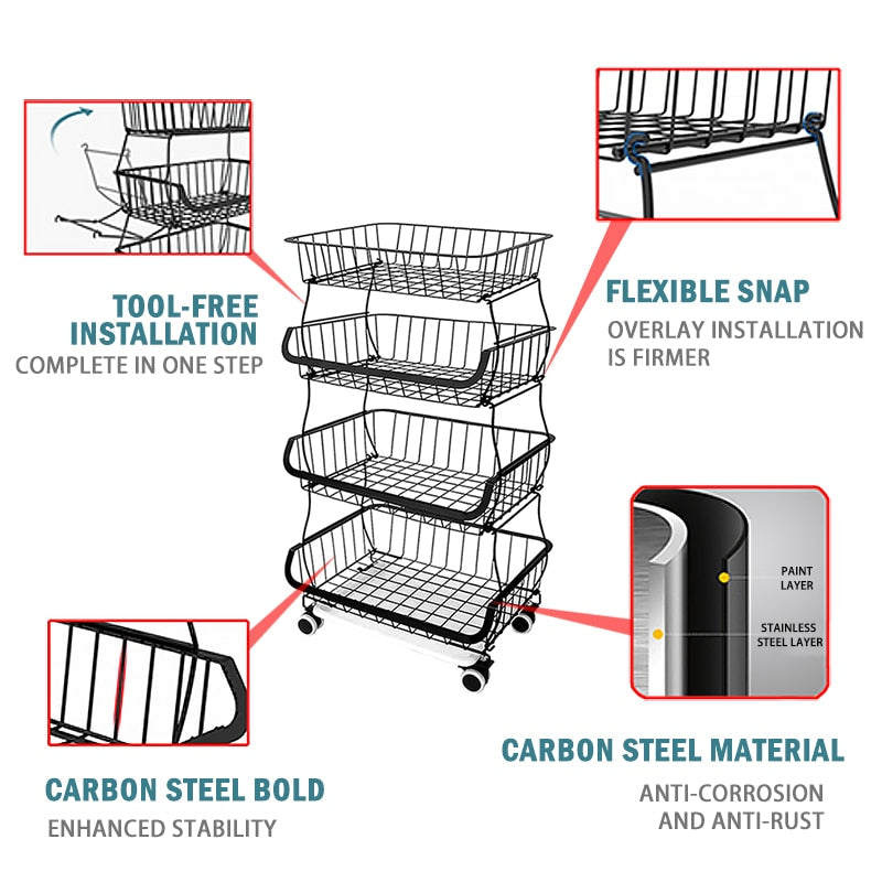 2/3/4/5/6 Layers Kitchen Organizer Storage Rack