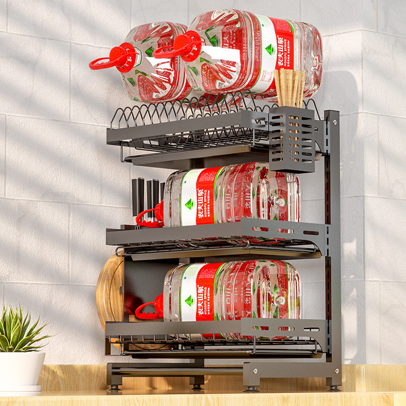 Adjustable Kitchen Dish Rack Multi-layer Rack Punch-Free Wall Drain Rack