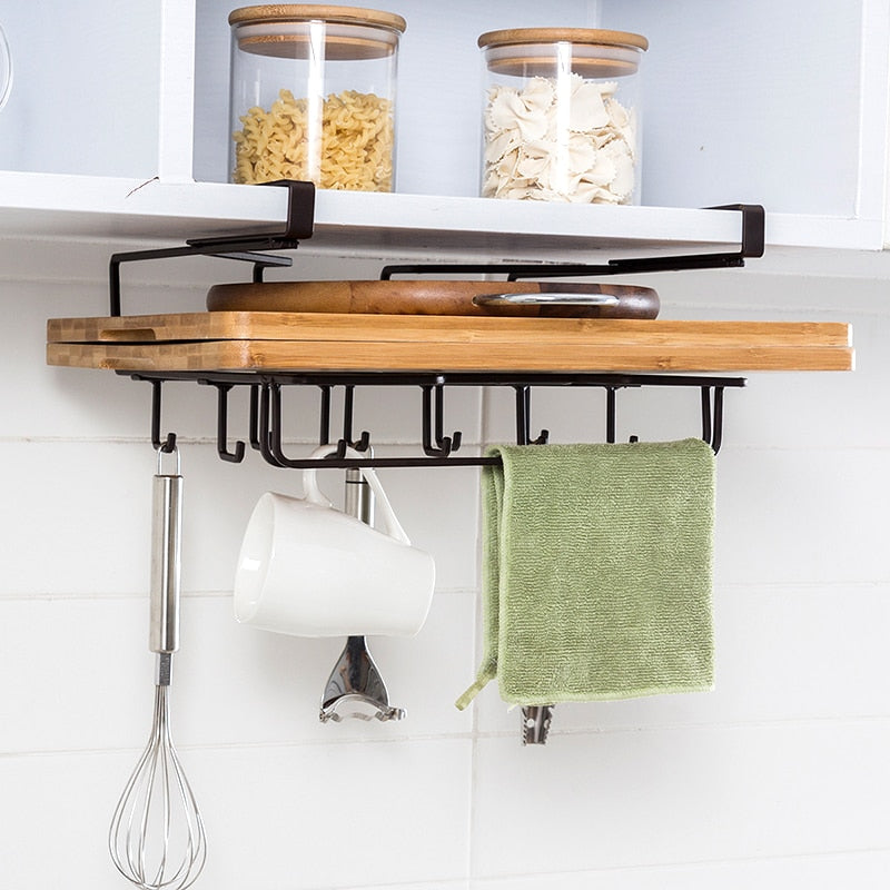 Kitchen Cabinet Organizer Storage Shelf Cupboard Hook Hanger