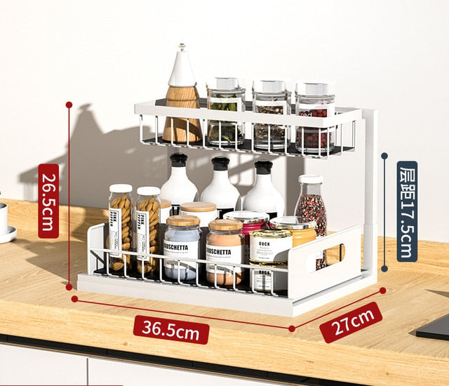 Kitchen Cabinet Rack 2-Tier Under Sink Desktop Organizer
