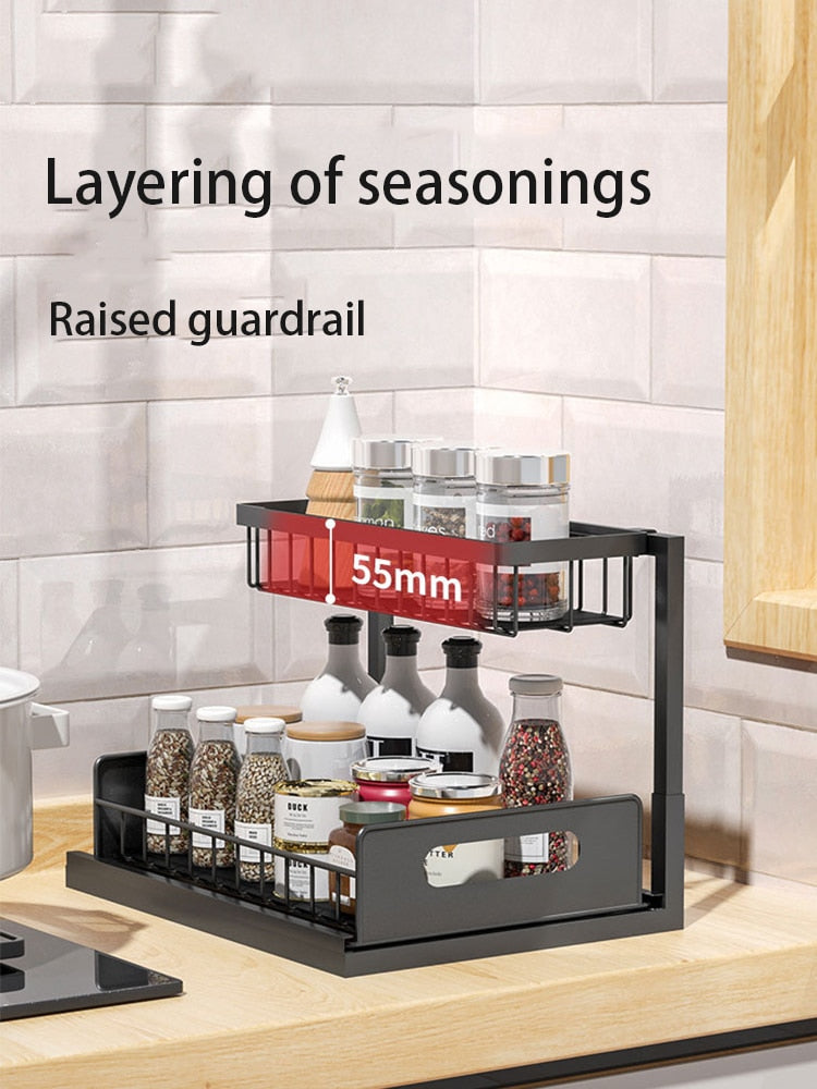 Kitchen Cabinet Rack 2-Tier Under Sink Desktop Organizer