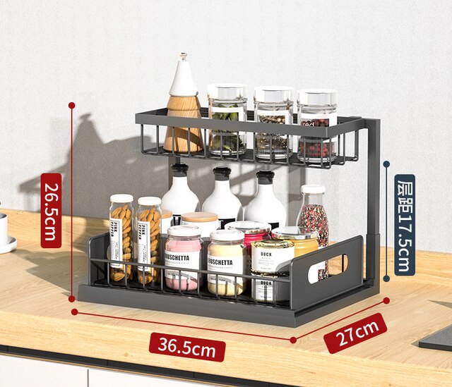 Kitchen Cabinet Rack 2-Tier Under Sink Desktop Organizer