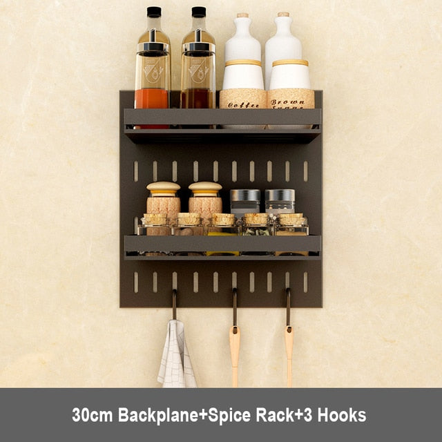 Punch Free Kitchen Storage Rack Wall Mounted Seasoning Dish Rack