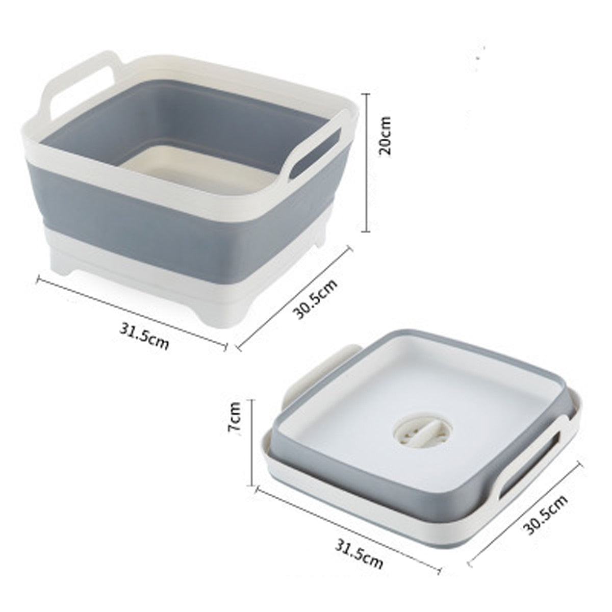 Folding Sink Silicone Dish Bathtub Collapsible With Drain Plug Carry Handles