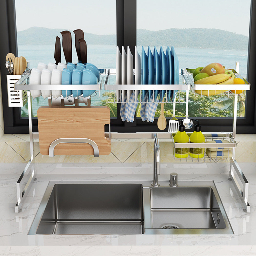 Stainless Steel Sink Rack Plate Storage Rack Kitchen Supplies Drain Shelf
