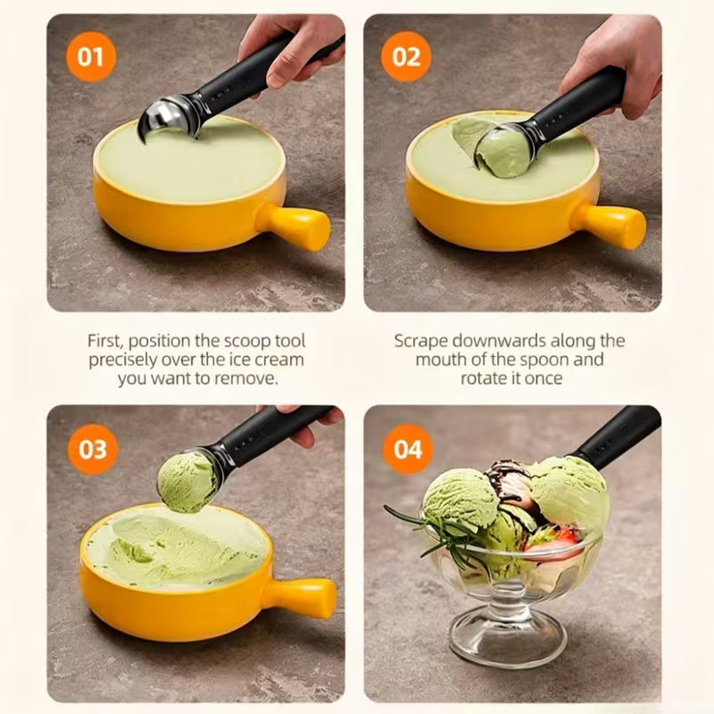 Heated Ice Cream Scoop Rechargeable, Electric Warming Ice Cream Scooper with LED Display, Heats to 158°F for Hard Ice Cream, Easy for Seniors & Kids, IP67 Waterproof (Black, 2 oz)