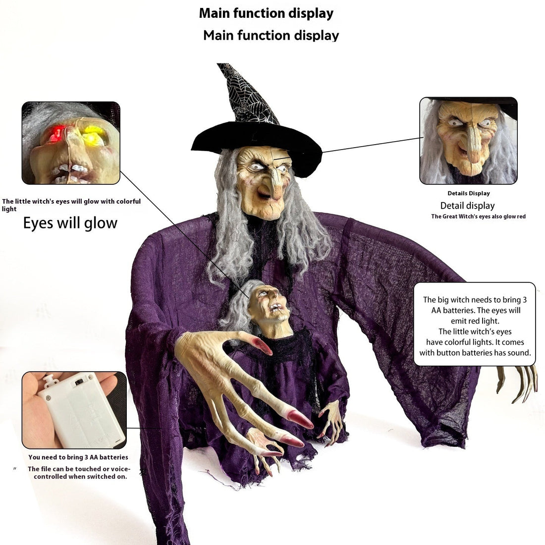 Halloween Parent-child Witch Ornaments Floor Outlet Luminous
