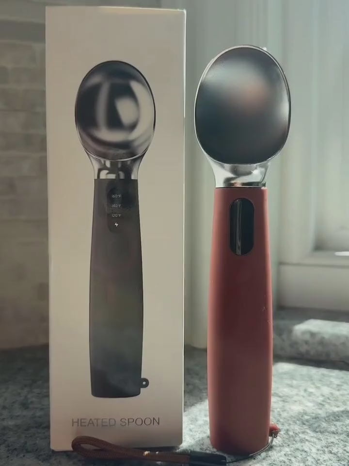Heated Ice Cream Scoop Rechargeable, Electric Warming Ice Cream Scooper with LED Display, Heats to 158°F for Hard Ice Cream, Easy for Seniors & Kids, IP67 Waterproof (Black, 2 oz)