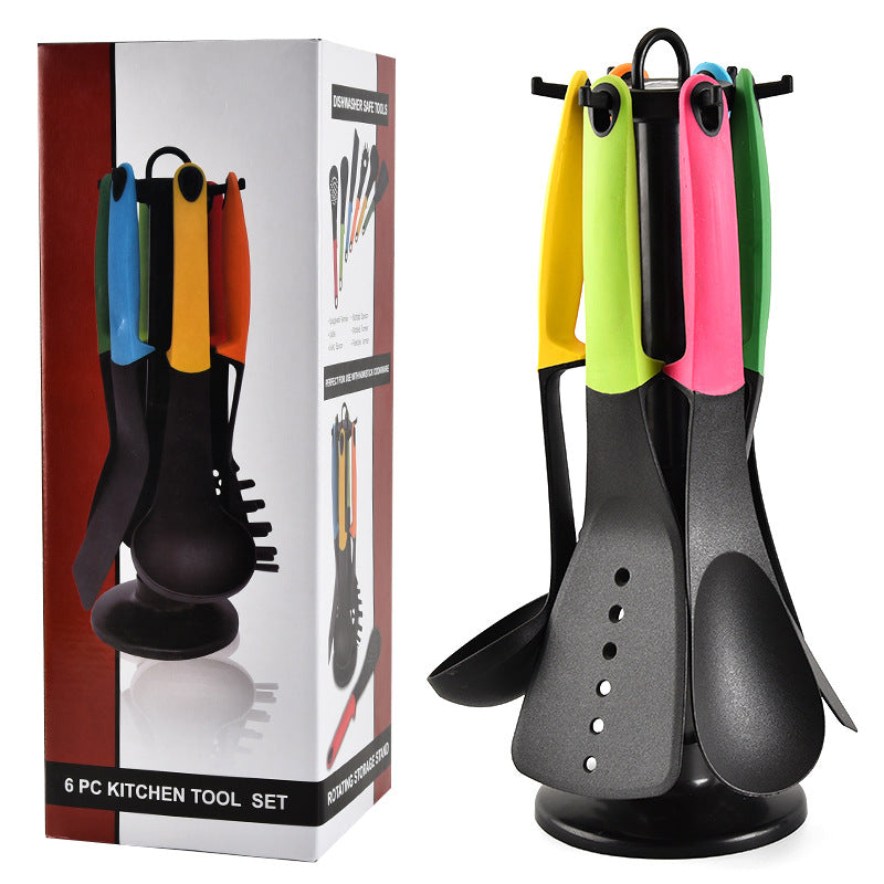 6Pcs Kitchenware Cooking Utensils Set Spatula Shovel Spoon with Stand Rack
