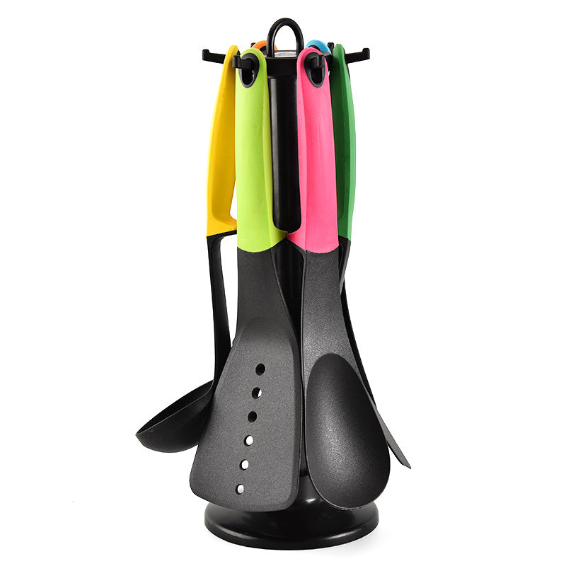 6Pcs Kitchenware Cooking Utensils Set Spatula Shovel Spoon with Stand Rack
